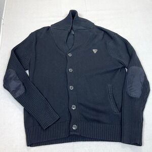 Parish Nation Sweater Men's Large Black Button Up Cardigan Parish-N Jacket Y2k‎